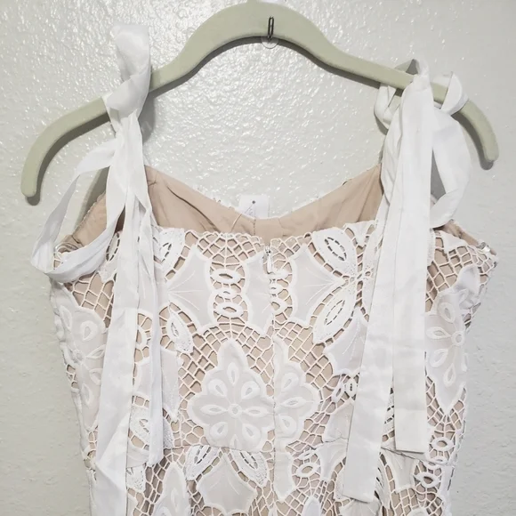 NWT NY&Co Women's Just Me Tie Strap Sweetheart Neckline Crochet Jumpsuit, Size L - Picture 10 of 17